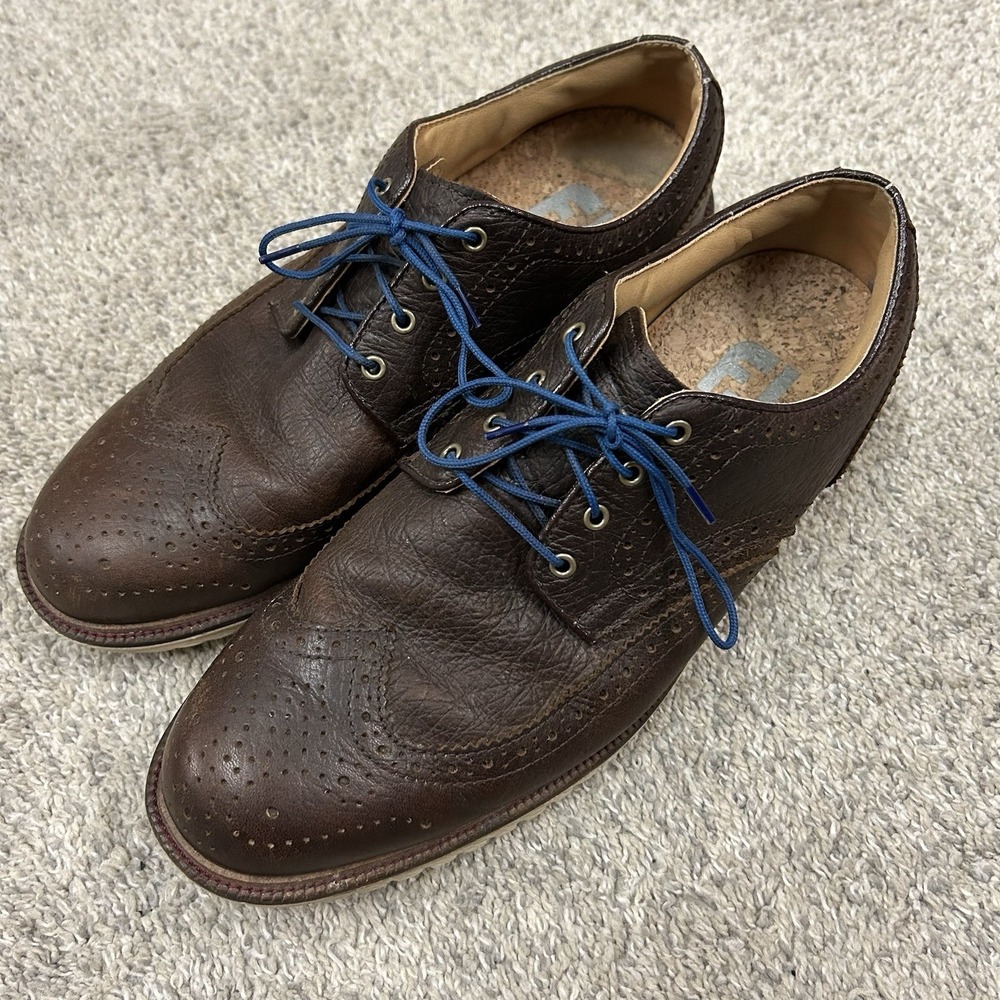 Footjoy Club Casual Wingtip Shoes Men's 10M Brown Leather Lace‎ Up Office Preppy